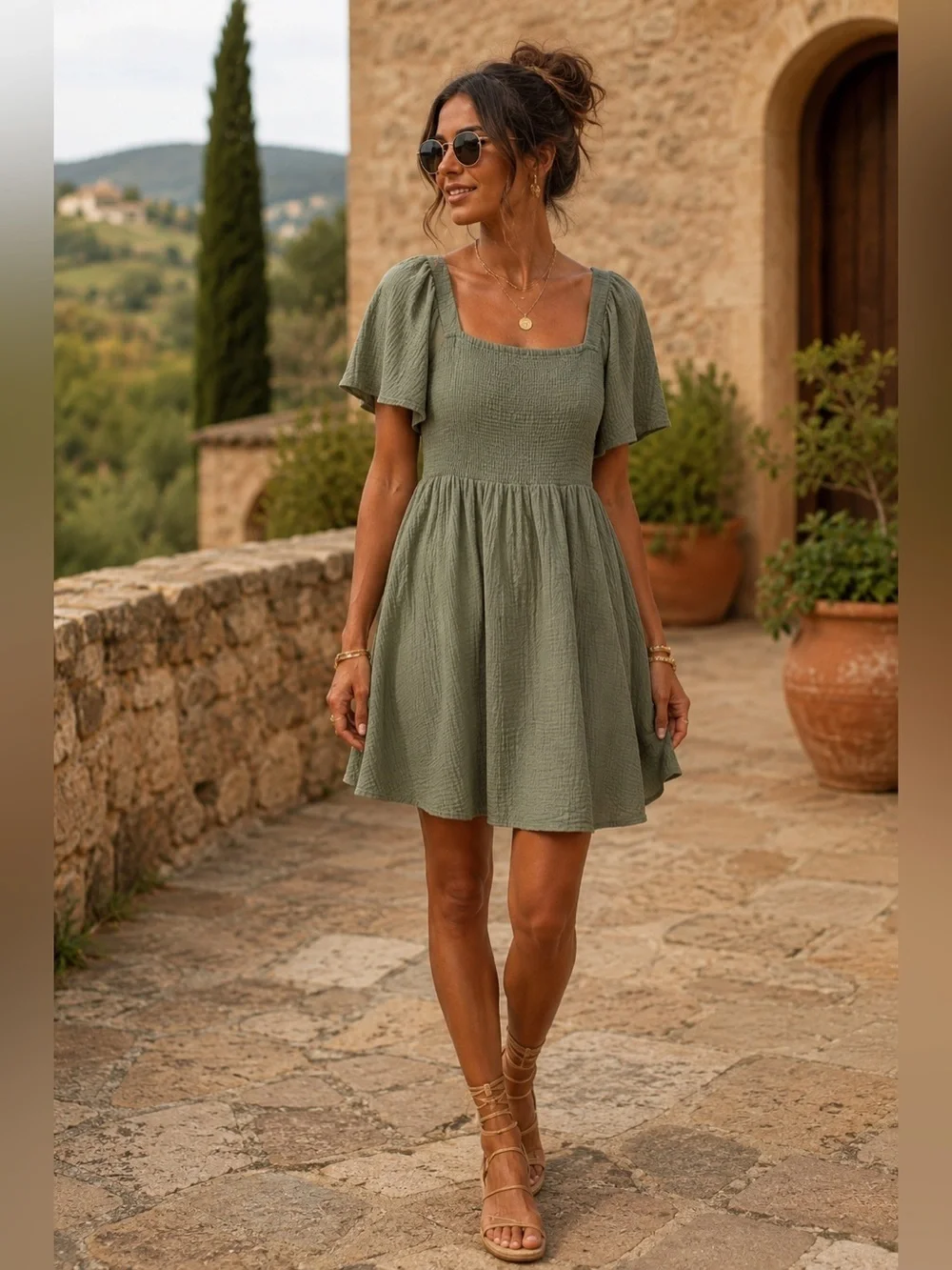 Madewell | Green Gauzy Open Tie Back Dress - Size XS
